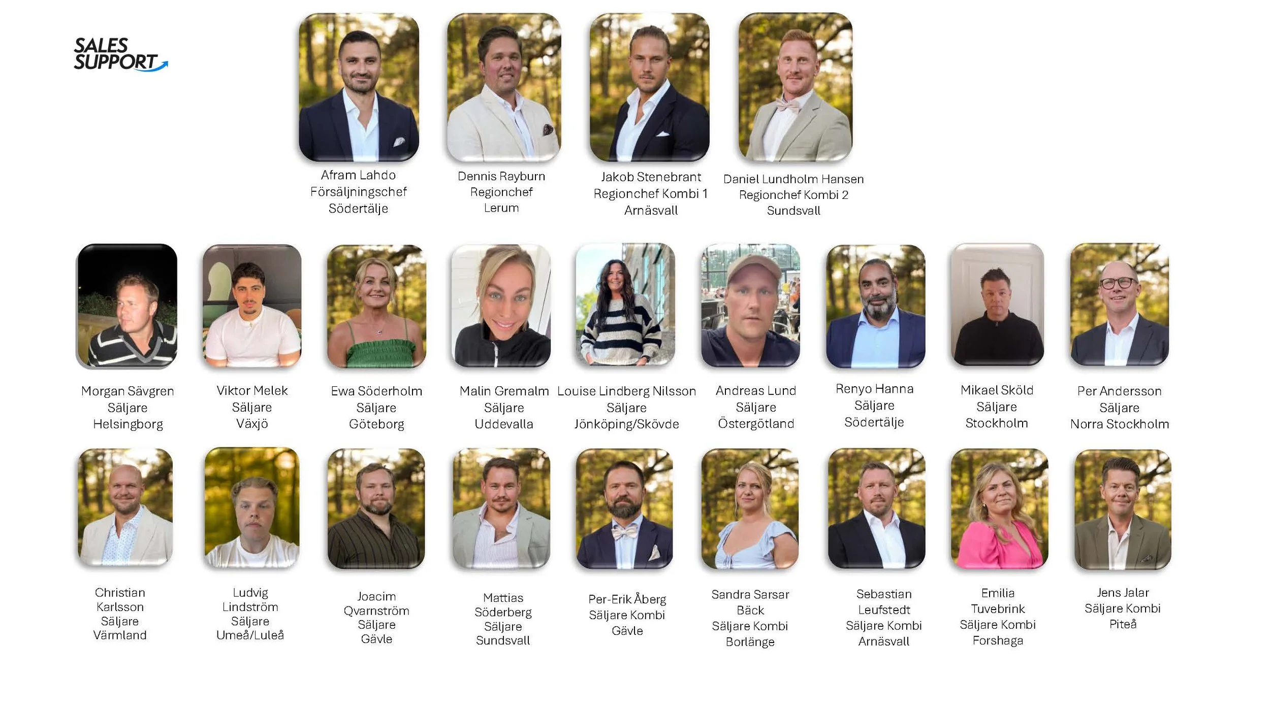 Gustatus säljkår – Sales Support: Afram Lahdo, Dennis Rayburn, Jakob Stenebrant, Daniel Lundholm Hansen och säljare i hela landet